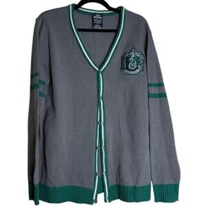 Harry Potter Wizarding World Cardigan Sweater Women Large Slytherin House